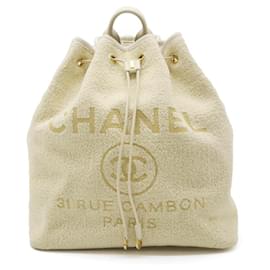 Chanel-Chanel Velour Leather Backpack A93787-Brown,Beige