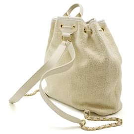 Chanel-Chanel Velour Leather Backpack A93787-Brown,Beige