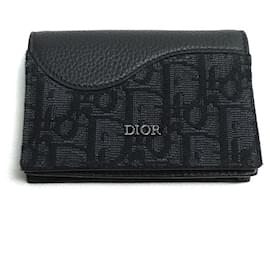 Christian Dior-Dior Saddle Business Card Holder Oblique Jacquard-Black