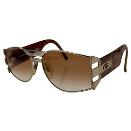Christian Dior Occhiali da sole vintage Dior in marmo marrone oro Marrone