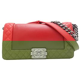 Chanel-Chanel Boy Chain Shoulder Bag Red Lambskin-Red