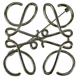 Loewe Anagram Metallbrosche Silber Metallisch