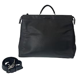 Fendi-Fendi Peekaboo Leather Business Bag-Grey