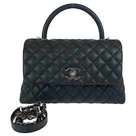 Chanel-Chanel Caviar Coco Handle Large Handbag-Black