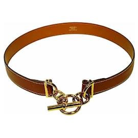 Hermès-Hermes Leather Chain D'Ancre Belt-Brown