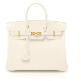 Hermès-Hermes Birkin 25 Handbag White-White
