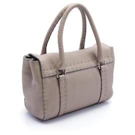Fendi-Sac à main en cuir Fendi Selleria Mini Linda-Marron,Beige