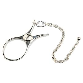Hermès-Hermes Metal Glove Holder Clip-Silvery,Metallic