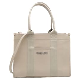 Balenciaga-Balenciaga Canvas Leather 2Way Bag-Brown,Beige