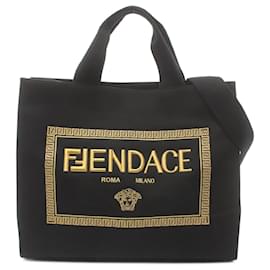Fendi-Fendi FENDACE Canvas Tote Bag 7VA558-Black