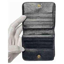 Balenciaga-Balenciaga Mini Leather Compact Wallet 594216-Black