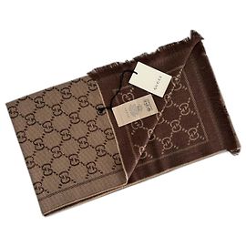 Sciarpa reversibile Gucci in lana Marrone Beige Camel Marrone Beige Cammello