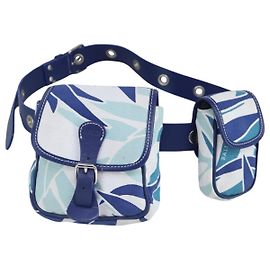 BALLY Bauchtasche aus Canvas Leder Blau Weiß Silber Authentisch ti2147 Silber Weiß Blau
