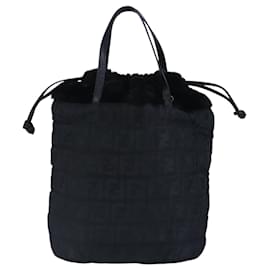 Fendi-FENDI Zucca Canvas Hand Bag Black Auth 97410-Black