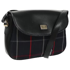 Autre Marque-Burberrys Nova Check Shoulder Bag Leather Navy Gold Auth 97414-Golden,Navy blue