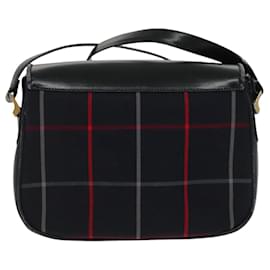 Autre Marque-Burberrys Nova Check Shoulder Bag Leather Navy Gold Auth 97414-Golden,Navy blue