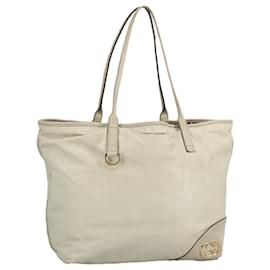 Gucci-GUCCI Tote Bag Leather Beige Gold 169945 Auth th5379-Beige,Golden