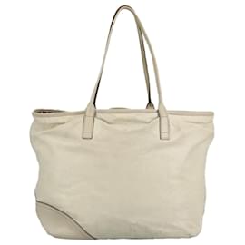 Gucci-GUCCI Tote Bag Leather Beige Gold 169945 Auth th5379-Beige,Golden