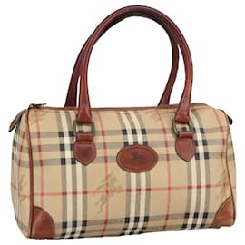 Autre Marque-Burberrys Nova Check Hand Bag PVC Beige Auth 97543-Beige