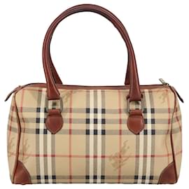 Autre Marque-Burberrys Nova Check Hand Bag PVC Beige Auth 97543-Beige