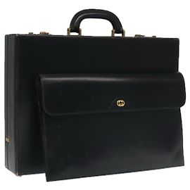 Borsa da lavoro in pelle nera GUCCI Auth 93060 Nero