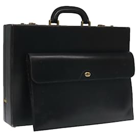 Gucci-GUCCI Business Bag Leather Black Auth 93060-Black