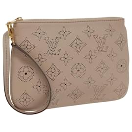 Louis Vuitton-LOUIS VUITTON Mahina Serene PM Pouch Leather Rose M94276 LV Auth 97620-Brown