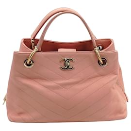 Chanel-Chanel Chevron Chic Shopping Tote - '10s-Pink