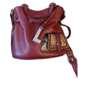 Lancel Leather Handbag Dark Red Dark red