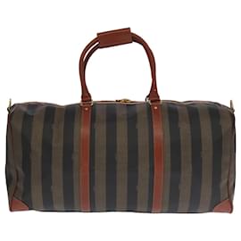 Fendi-Sac Boston en toile Pecan FENDI marron noir or Auth fm4002-Marron,Noir,Doré