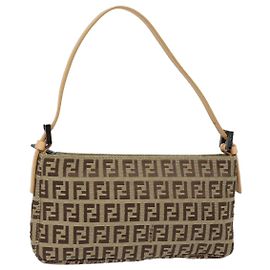 FENDI Zucchino Canvas Accessory Pouch Beige Auth yk13253 Beige
