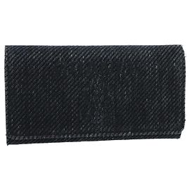CHANEL Deauville line Long Wallet Canvas Navy Gold CC Auth ep6417 Golden Navy blue