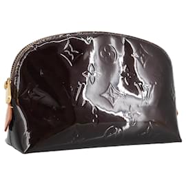 Louis Vuitton-LOUIS VUITTON Monogram Vernis Pochette Cosmetic Pouch Amarante M91495 Auth 96991-Dark red