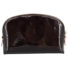 Louis Vuitton-LOUIS VUITTON Monogram Vernis Pochette Cosmetic Pouch Amarante M91495 Auth 96991-Dark red
