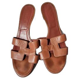 Hermès Talons Oasis en cuir nappa Hermes pêche taille 40 Pêche