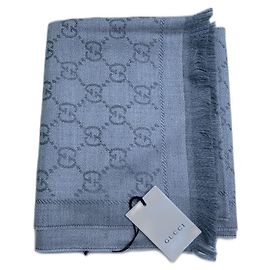 Sciarpa Gucci GG grigia in seta e lana Grigio