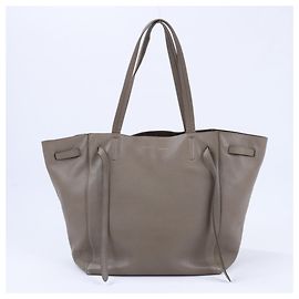 Céline Bolsa tote Phantom de couro Celine Small em taupe Cinza
