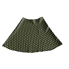Autre Marque-Brown A-line skirt with off-white polka dots size 36-Brown,Eggshell