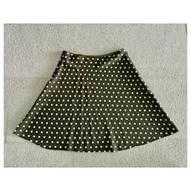Autre Marque-Brown A-line skirt with off-white polka dots size 36-Brown,Eggshell
