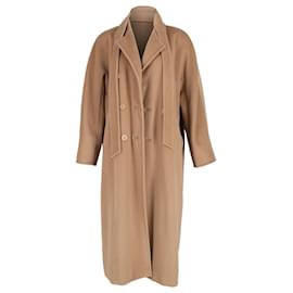 Max Mara- Max Mara Madame Belted Double-Breasted Coat in Brown Wool-Brown