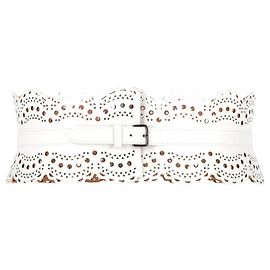 Ceinture taille en cuir blanc découpée au laser Alaïa Blanc