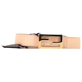 Fendi-Fendi FF Buckle Reversible Belt in Beige Leather-Beige