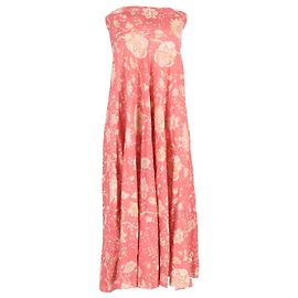 Zimmermann Veneto Blumenträgerloses Midikleid aus Korallenleinen Koralle