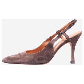 Polo Ralph Lauren Escarpins en daim marron à talon ouvert - taille EU 39 Marron