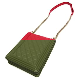 Chanel-Chanel Boy Chanel Women's Leather Shoulder Bag-Red