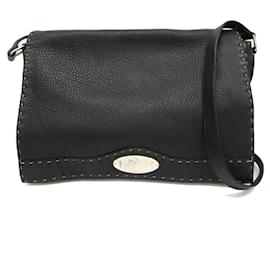 Fendi-Sac à bandoulière en cuir pour femmes Fendi Selleria 8BT116-Noir