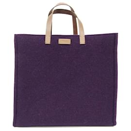 Fendi-Fendi Pequin Wool Felt Tote Bag-Brown,Purple