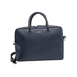 Burberry-Burberry Men's Leather Briefcase/Shoulder Bag-Navy blue