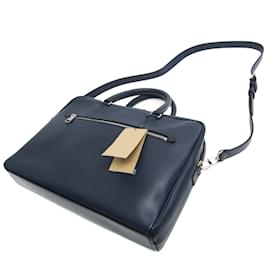 Burberry-Burberry Men's Leather Briefcase/Shoulder Bag-Navy blue