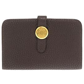 Hermès-Hermes Dogon Taurillon Clemence Card Case-Chocolate